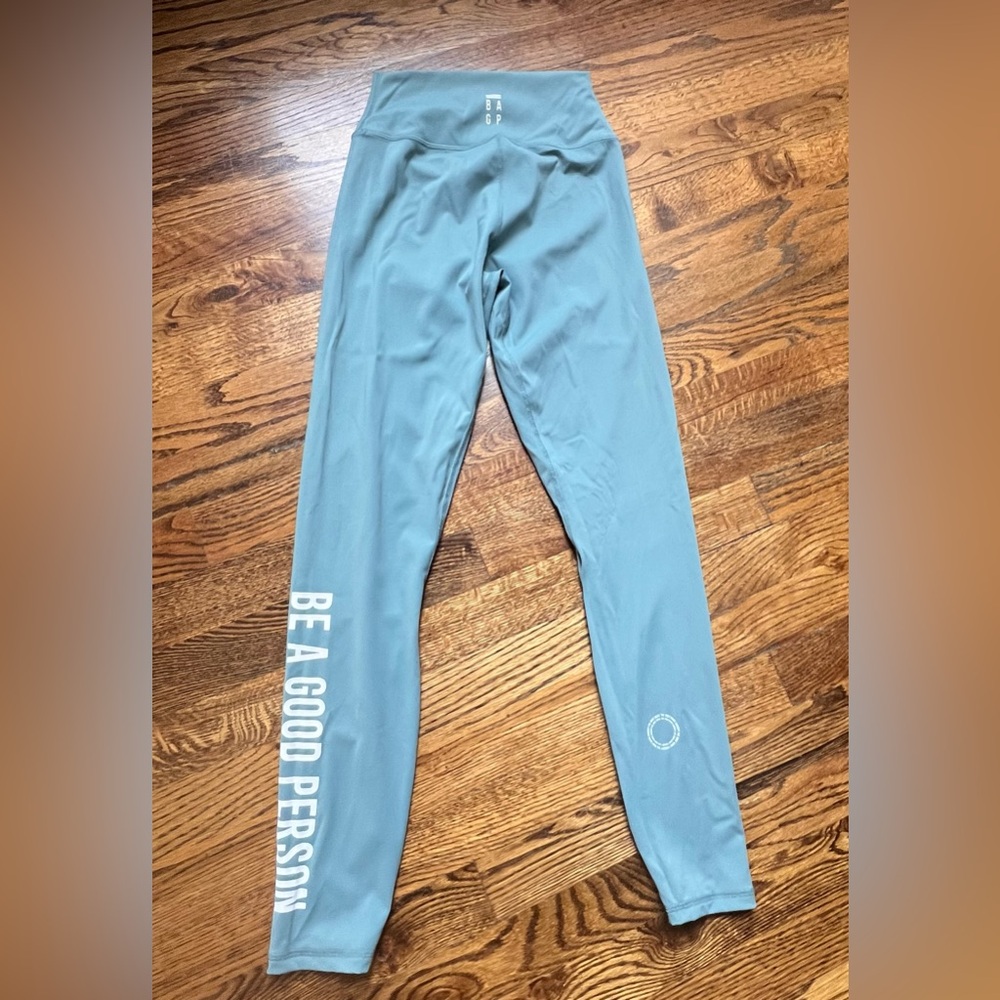 BE A GOOD PERSON teal blue high rise leggings - small